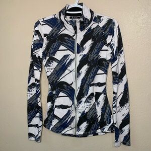 SATVA Organic Cotton Paint Stroke Print Zip Up Athletic Yoga Jacket Size S